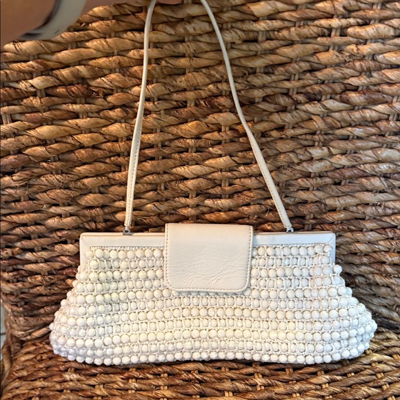 Santi White Beaded Clutch